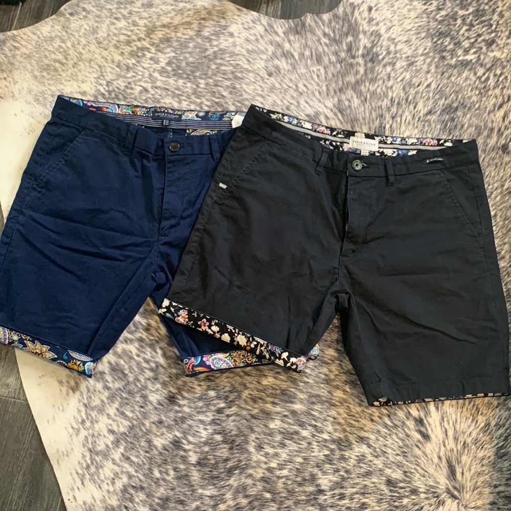 Denim & Flower Cuffed Hem Detail Shorts